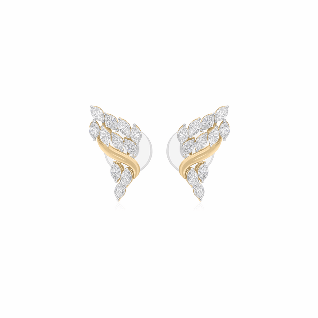 Handmade Fine 1.63 Ct H Color SI Clarity Marquise Diamond Stud Earrings 18k Gold