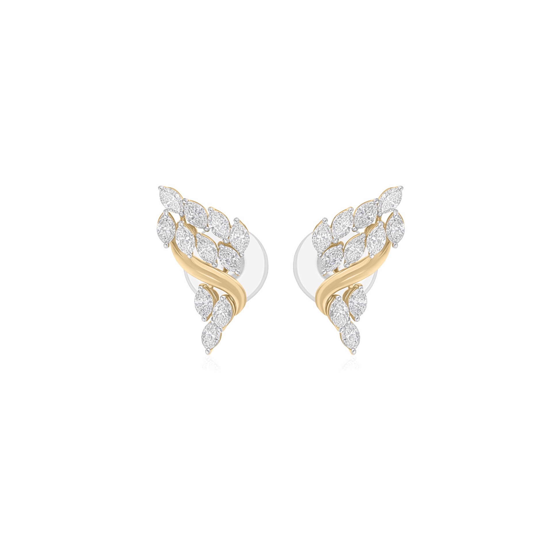 Handmade Fine 1.63 Ct H Color SI Clarity Marquise Diamond Stud Earrings 18k Gold