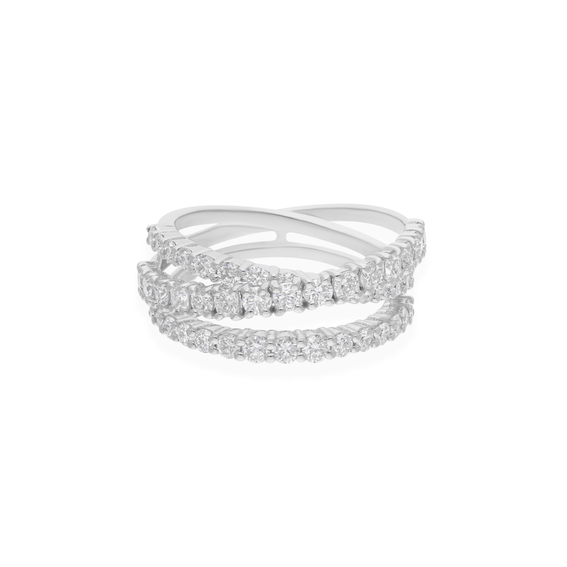 1.64 Carat Real SI Clarity HI Color Round Diamond Crisscross Fine Gold Ring