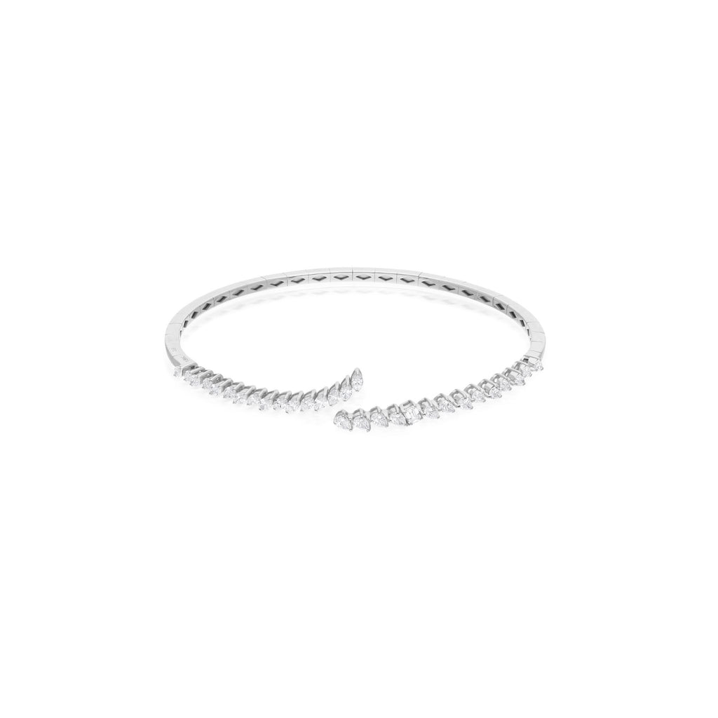 1.37 Ct Diamond Open Cuff Bangle Bracelet With SI/H Marquise Pear Cut