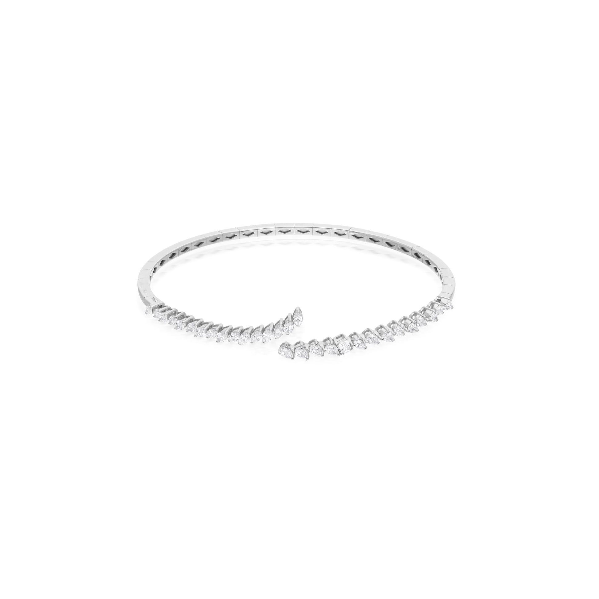 1.37 Ct Diamond Open Cuff Bangle Bracelet With SI/H Marquise Pear Cut