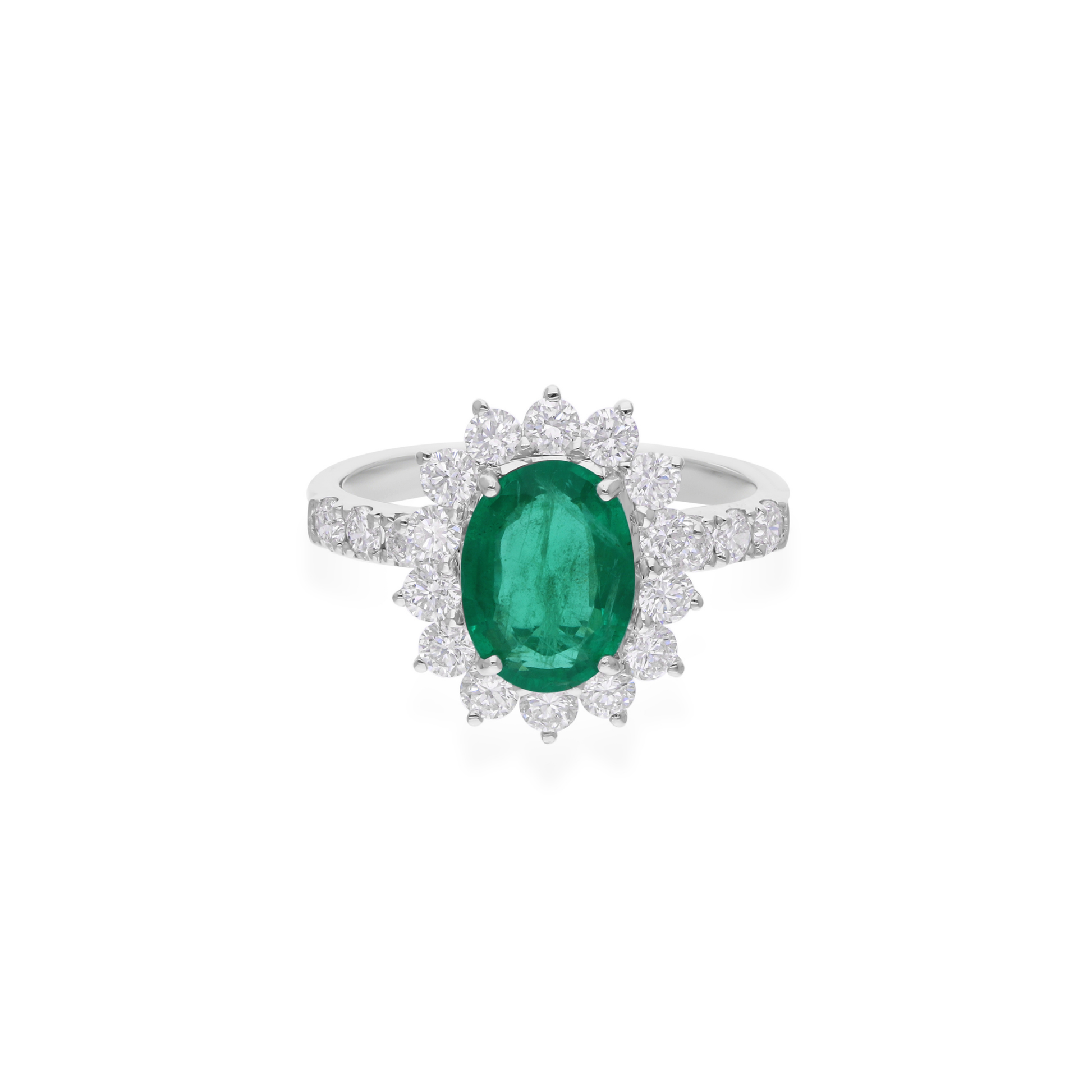 2.65 Tcw Natural SI Clarity HI Color Diamond Zambian Emerald Solid Gold Ring