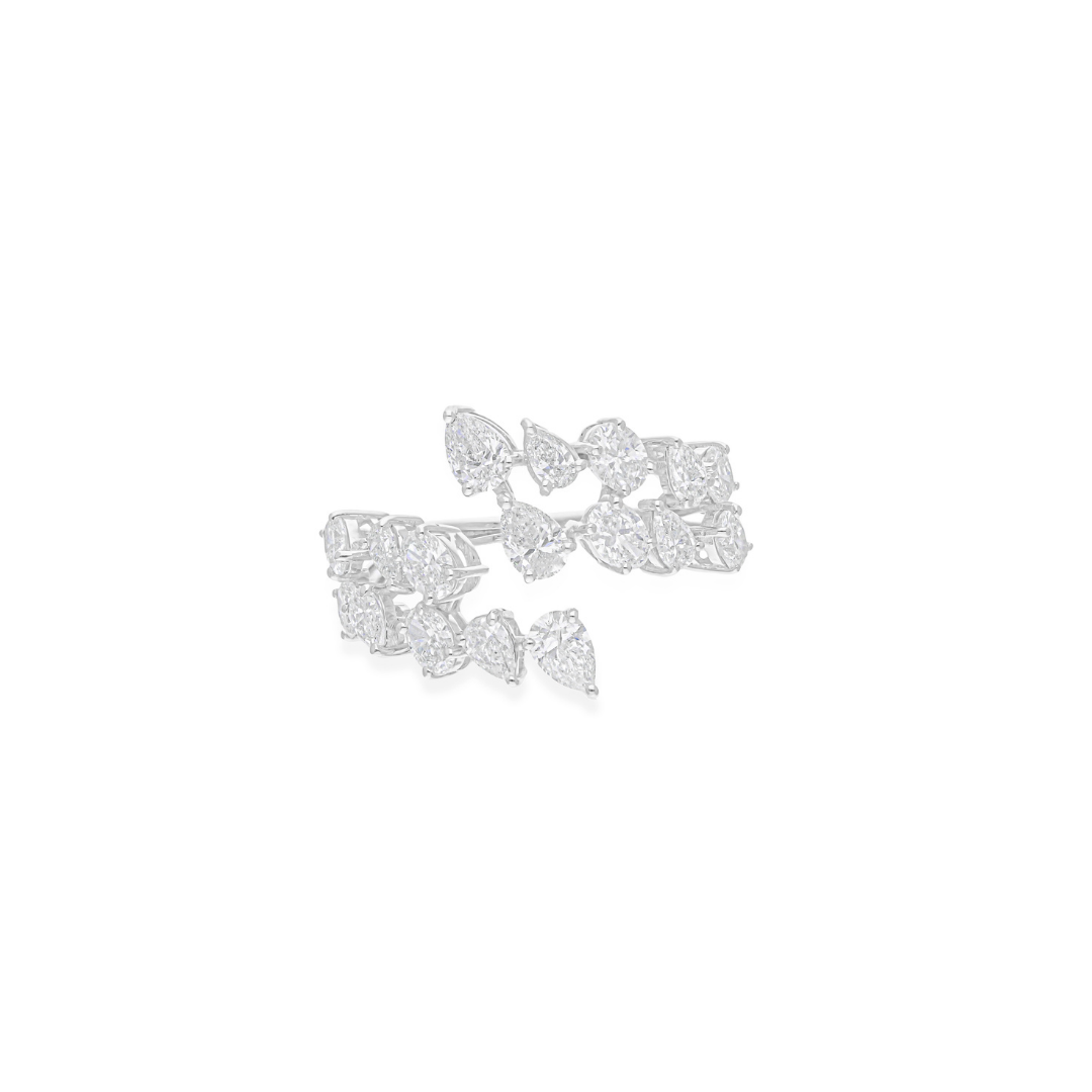 Pear and Brilliant Cut 2.07Ct.Diamonds Wedding Wraparound Gold Ring