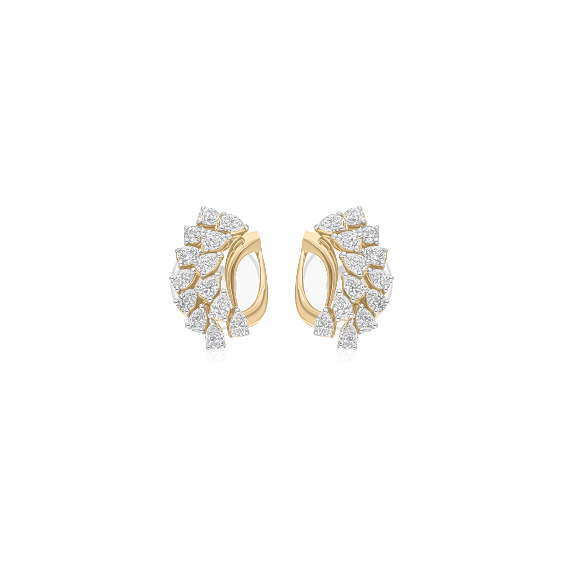 Floral Leaf Design 1.07 Ct Natural Diamond Earrings in 18k Solid Gold