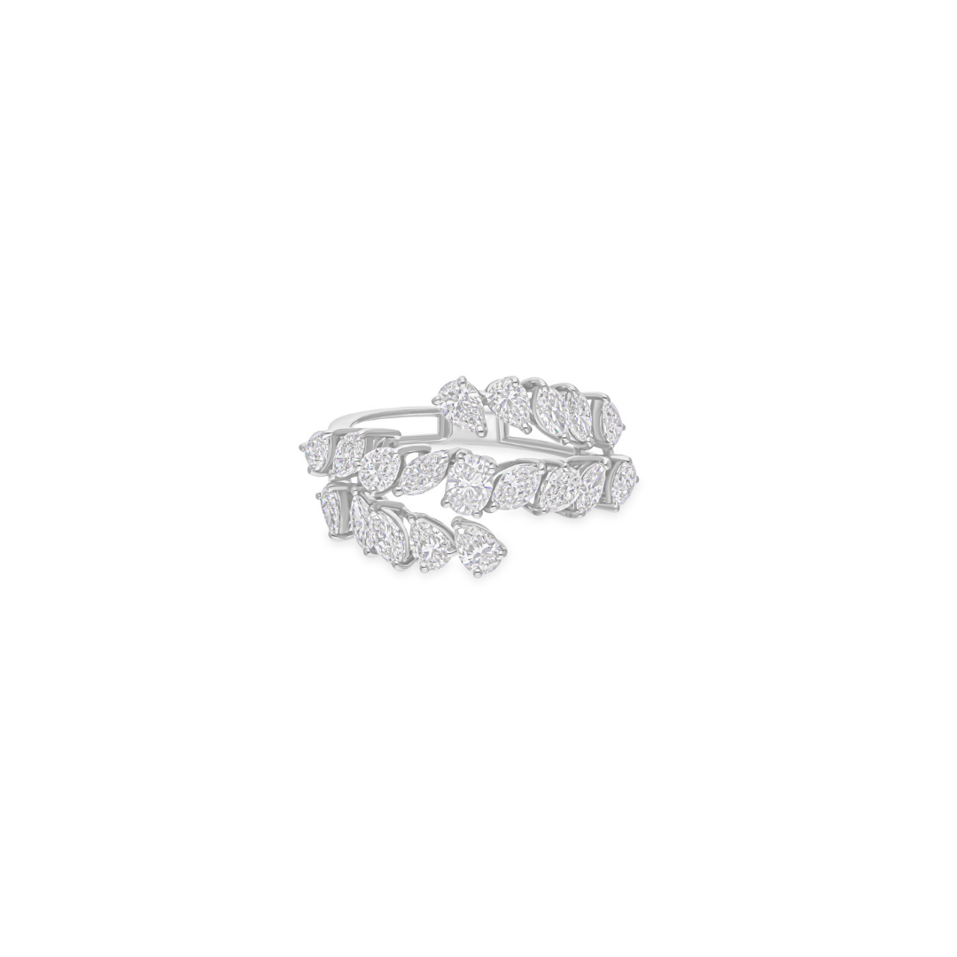 2.15 Ct. Multi Shape Sparkle Diamond Open Band Wedding Gold Ring