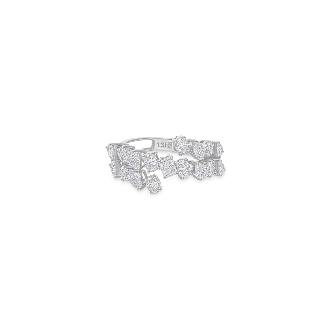 Gold Multi Cut 1.87 Ct. Diamond Wrap around Wedding Ring