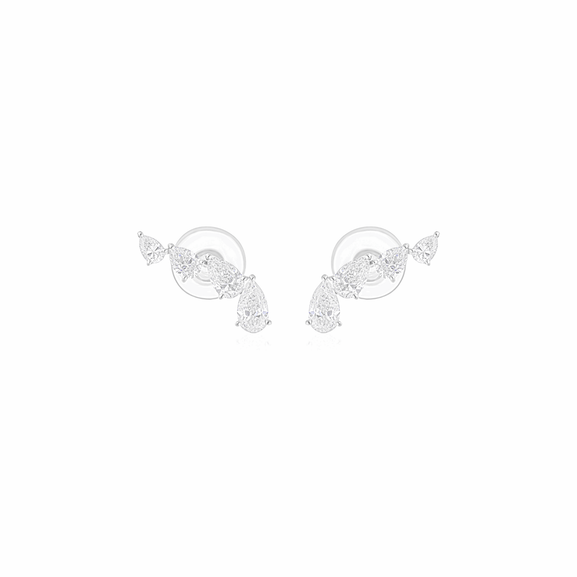 2.45 Ct SI/H Pear Natural Diamond Ear Climber 18k Fine Gold Jewelry