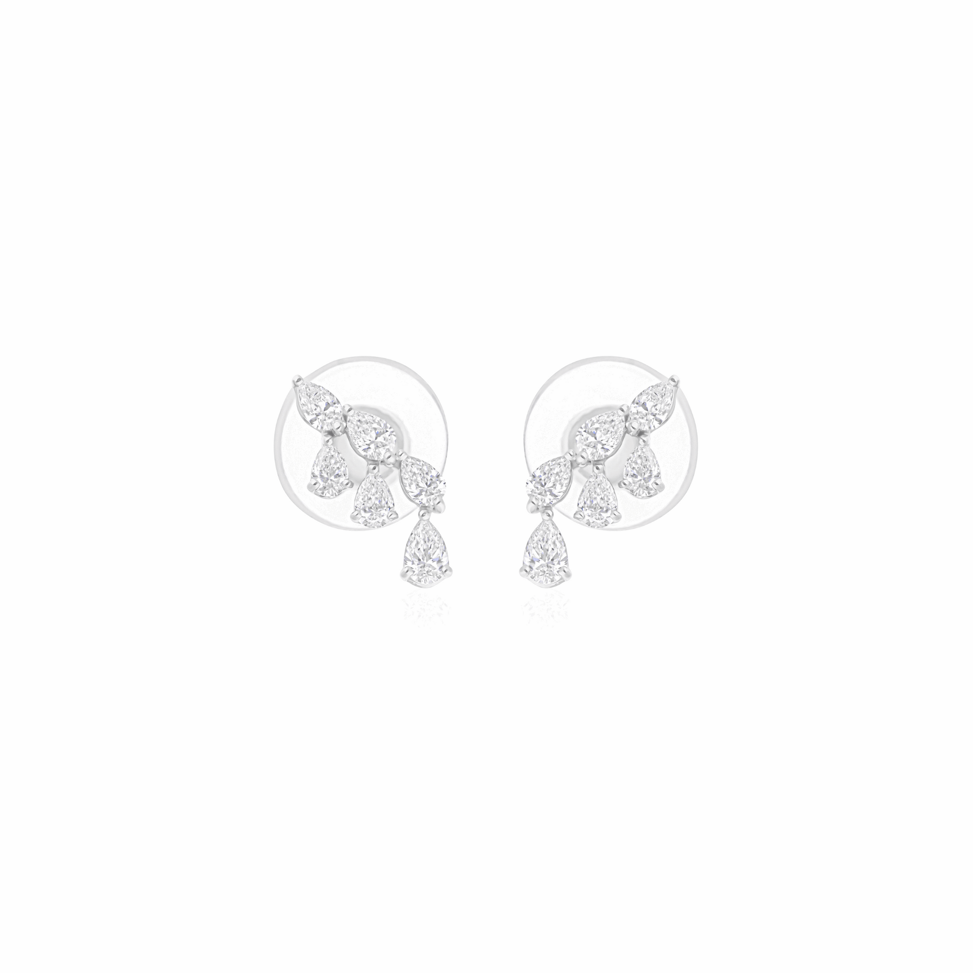 Handcrafted 0.68 Ct Natural Pear Diamond Cluster Stud Earrings in 18k Gold