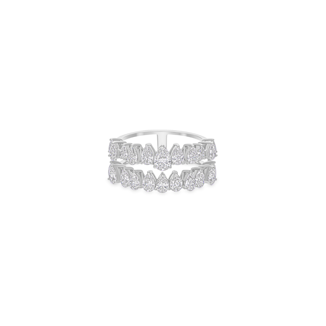 2.31 Ct. Pear Cut Gold Diamond Double Band Wedding Ring