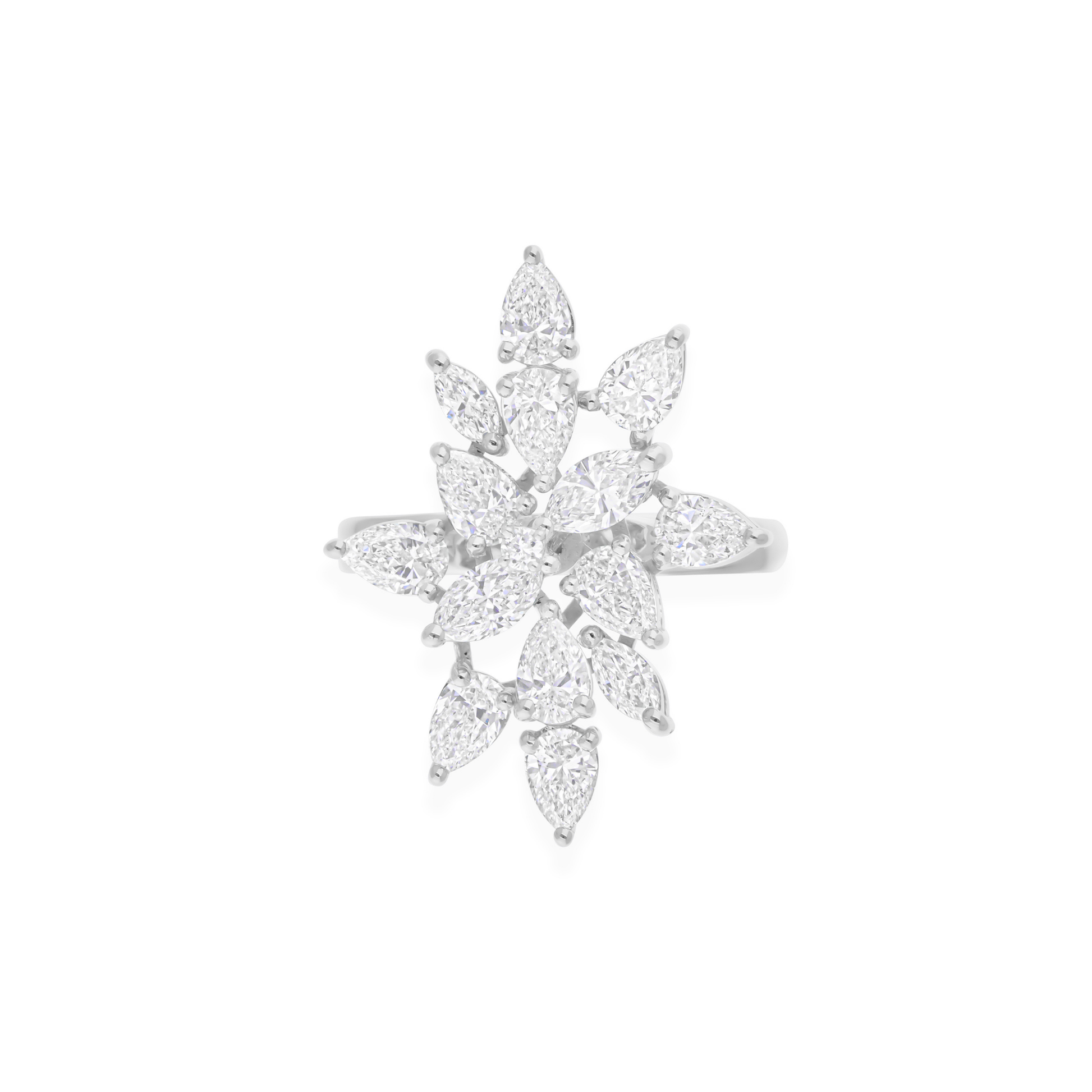 Fine Gold Diamond 2.55 Carat Pear & Marquise Cut Engagement Ring