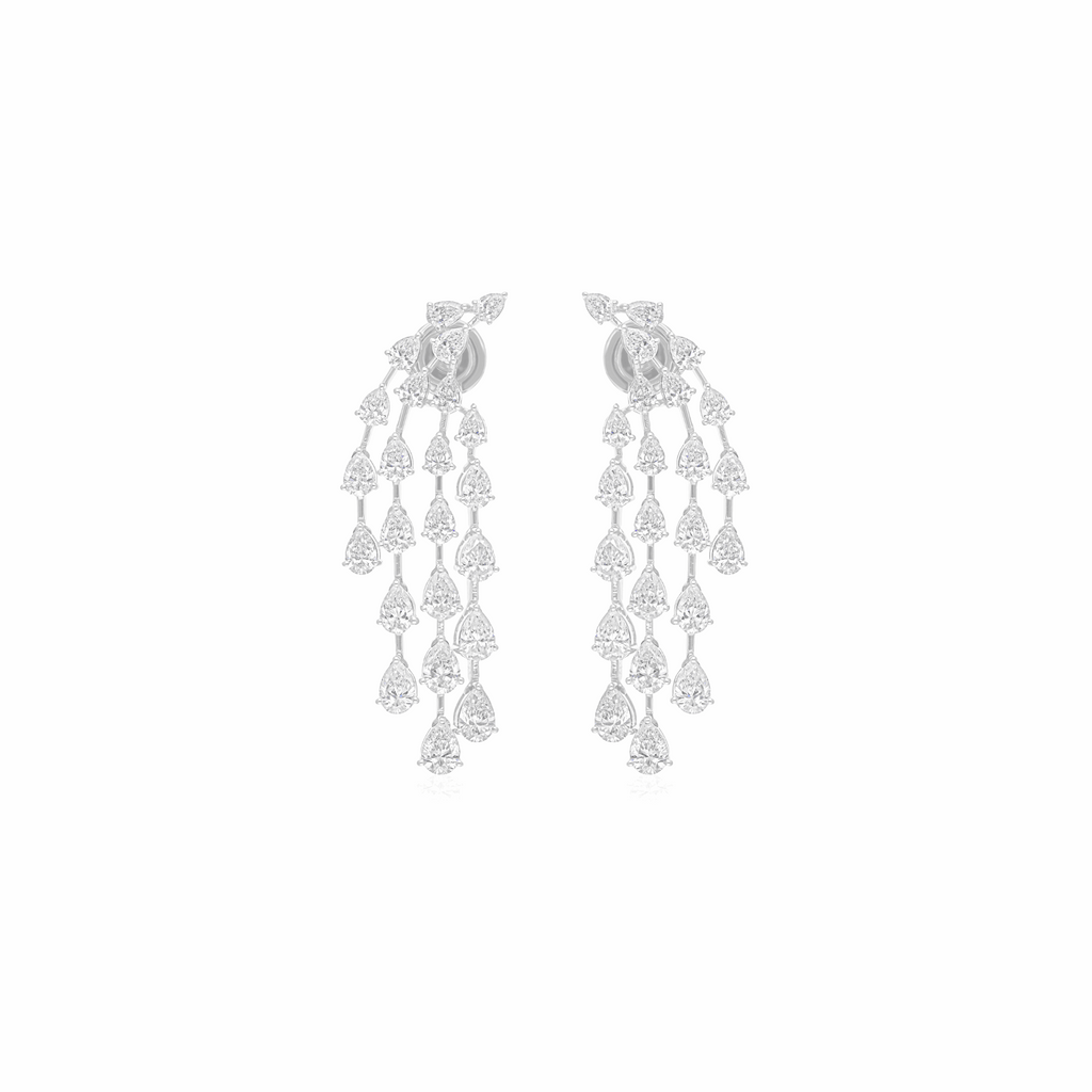 6.27 Ct Natural SI/H Pear Diamond Chandelier Earrings Solid Gold Birthday Gift