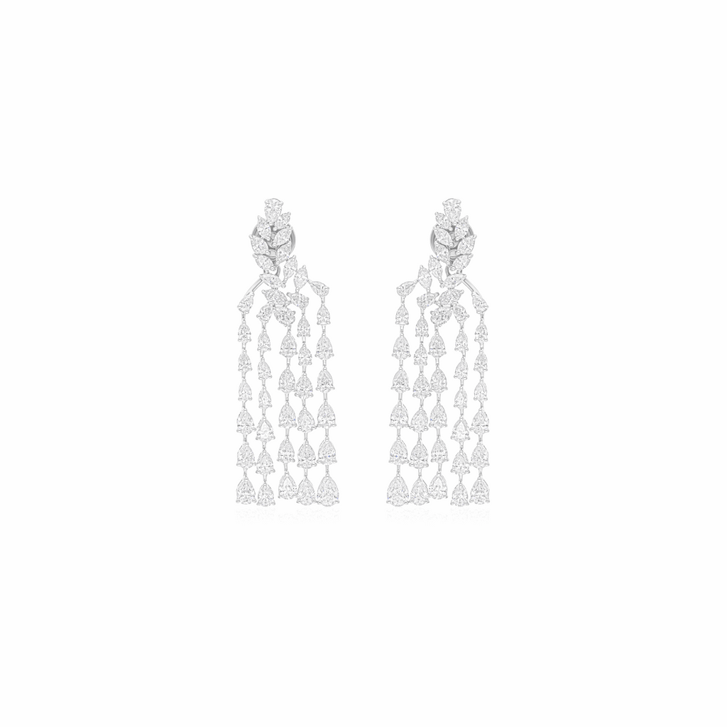 7.69 Ct H/SI Natural Pear Diamond Chandelier Jacket Earrings Jewelry Solid Gold