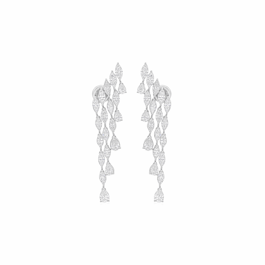 6.70 Ct Natural SI/H Pear Diamond Chandelier Wedding Earrings 18k Gold