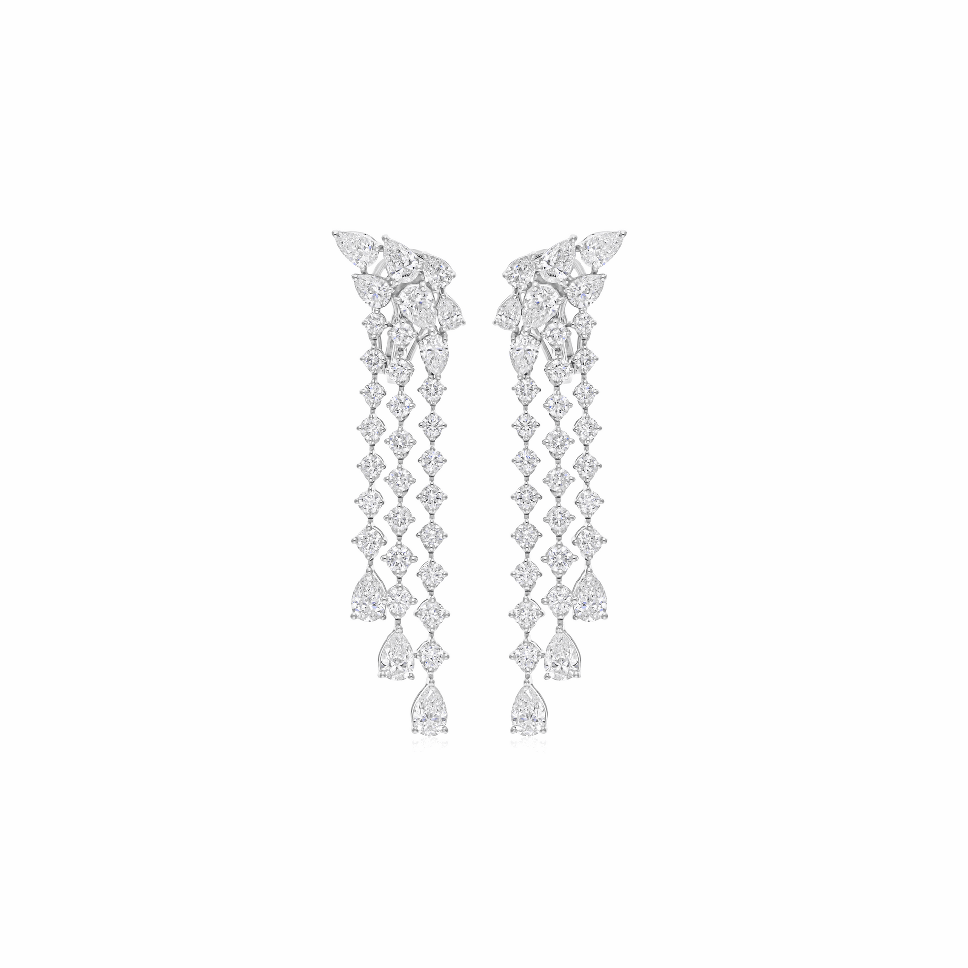 7.08 Ct Real SI/H Pear Diamond Chandelier Dangle Drop Earrings 18k Gold
