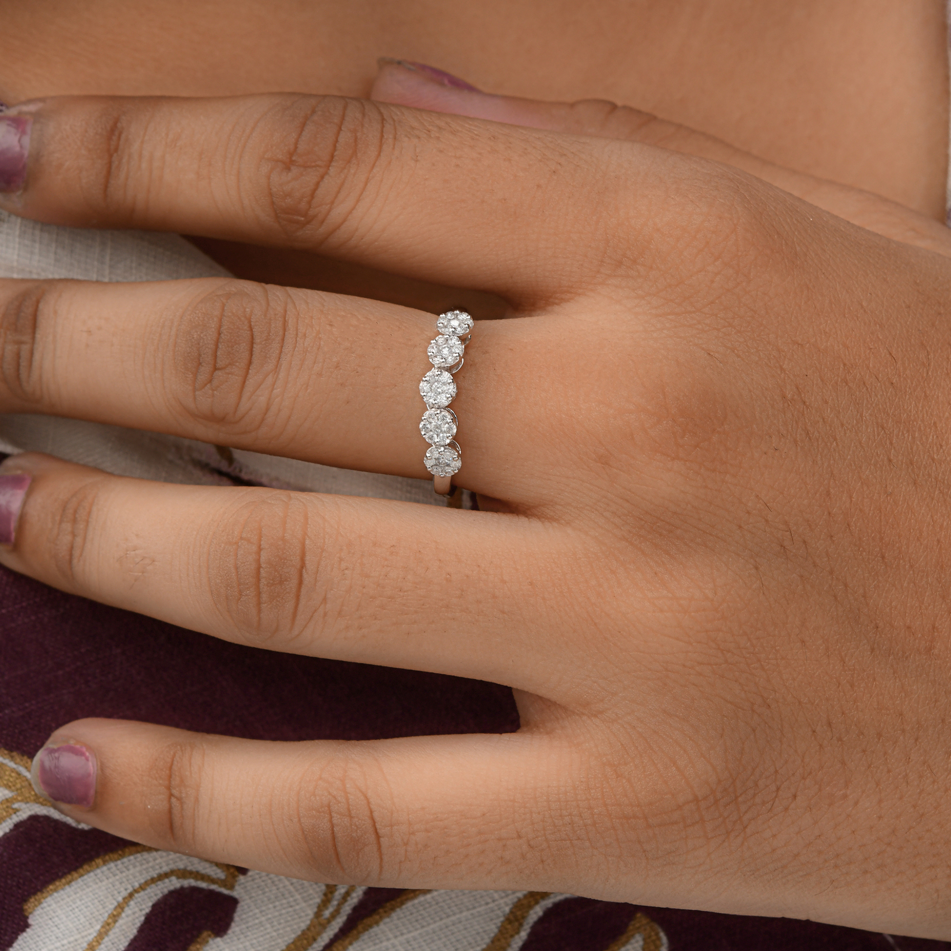 Genuine Round Cut Natural Diamond Gold Engagement Ring