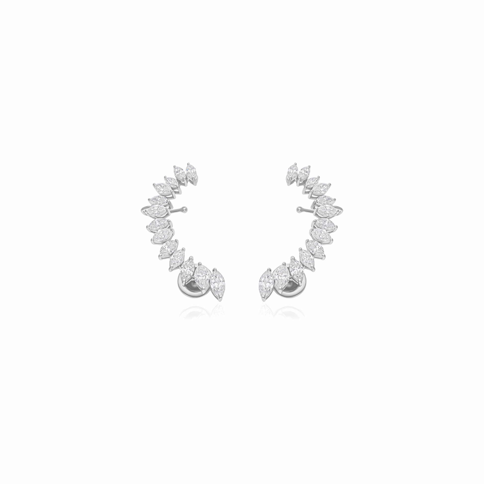 2.69 Ct SI/H Marquise Natural Diamond Climber Earrings 18k Solid Gold