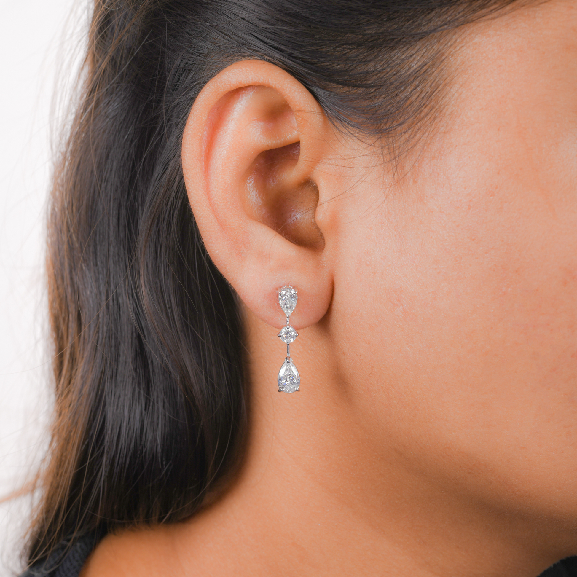 Multi Cut Natural Diamond 2.97 Carat Stunning Dangle Gold Earrings