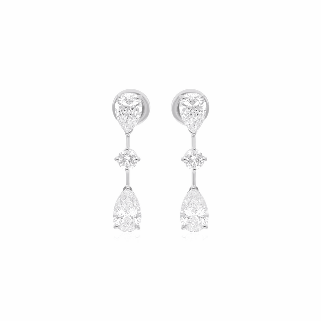 Natural Diamond Dangle Earrings Stunning 18K Gold Earrings Statement 2.97 Ct.