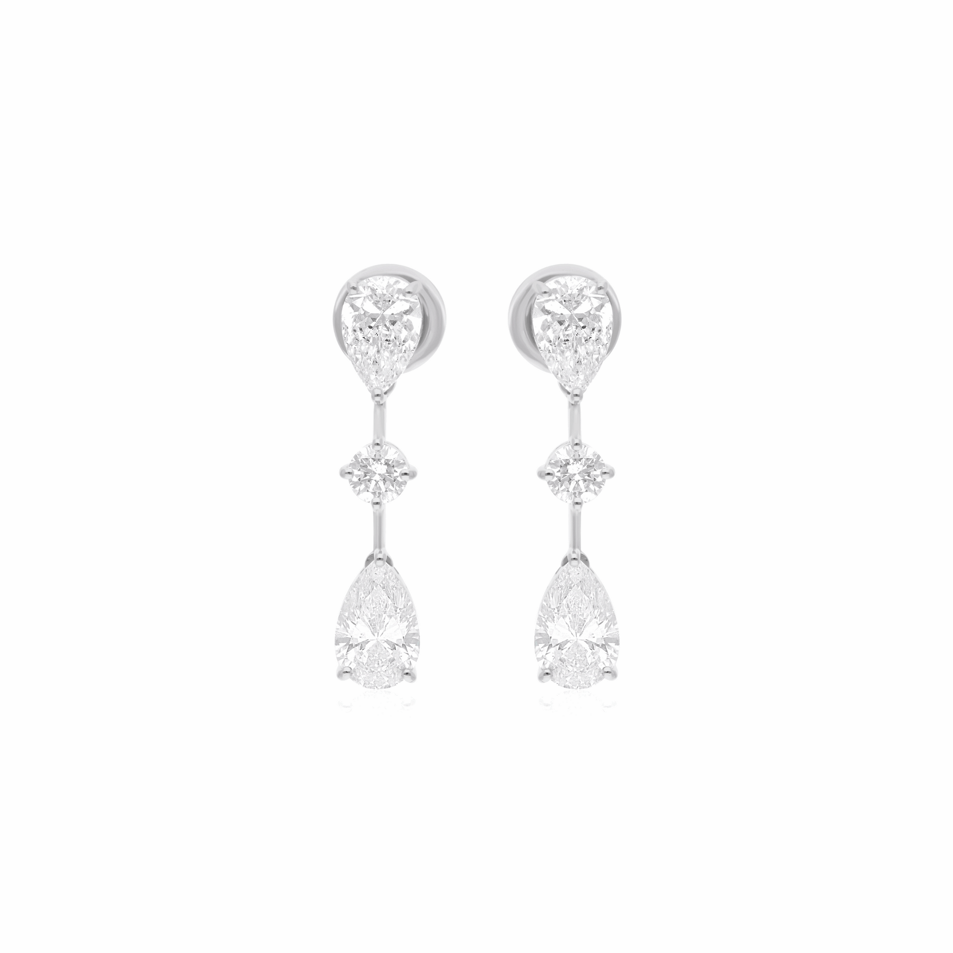 Natural Diamond Dangle Earrings Stunning 18K Gold Earrings Statement 2.97 Ct.