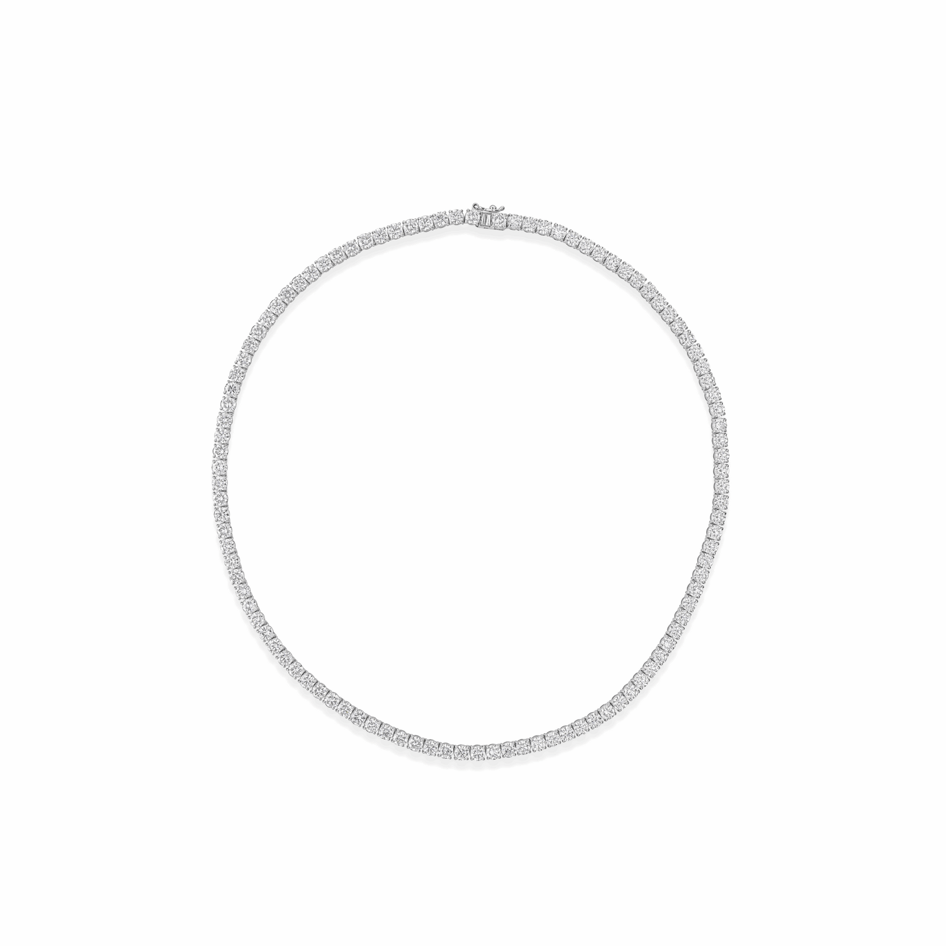 19.45 Ct. Round Cut Diamond 18K Gold Tennis Chain Necklace
