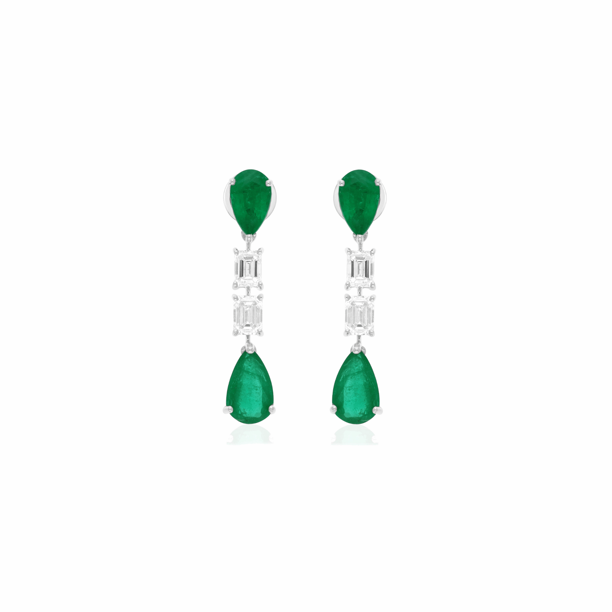 7.00 Tcw SI/H Diamond Natural Zambian Emerald Dangle Earrings 18k Gold