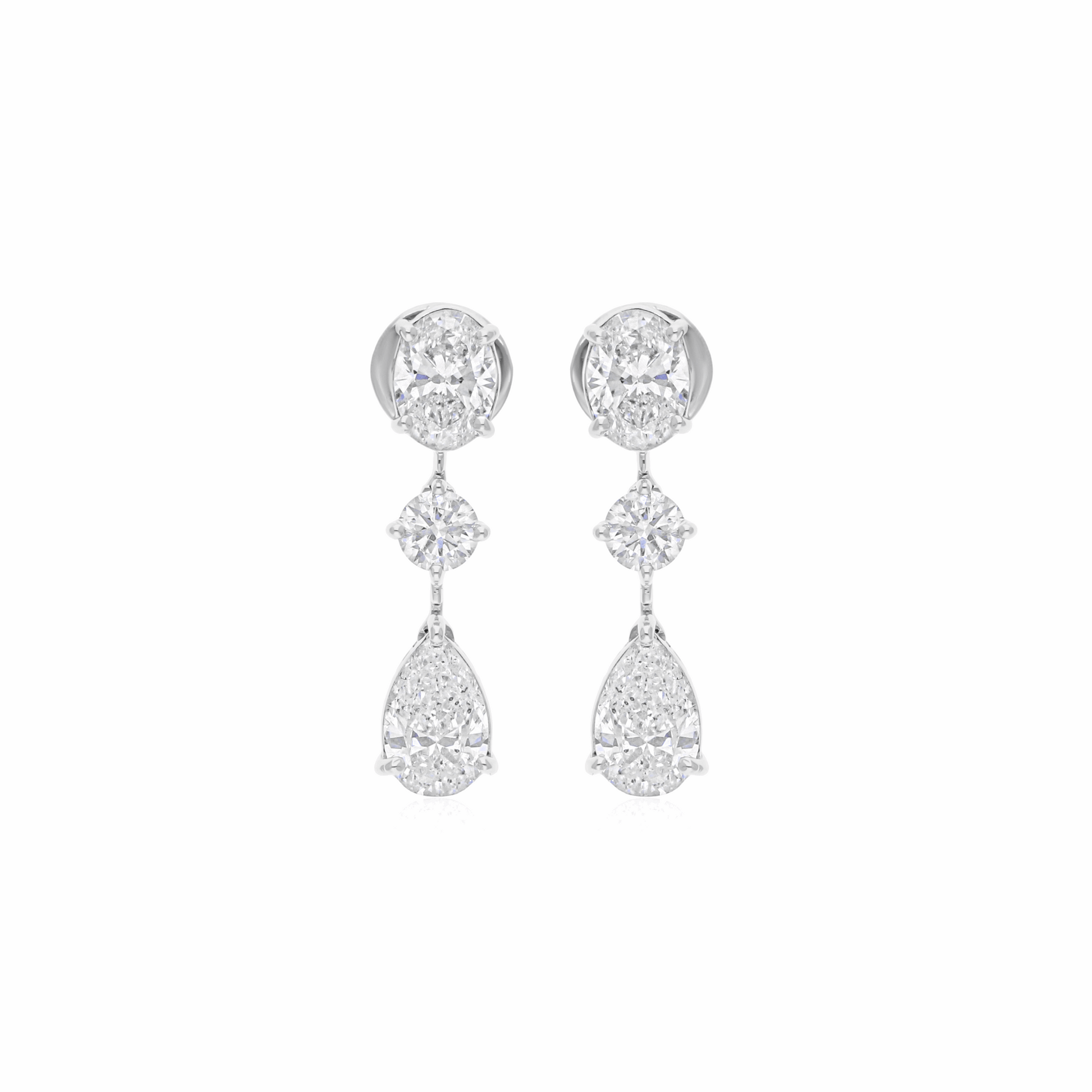 3.56 Ct Natural H/SI Multi Shape Diamond Dangle Earrings 18k Gold Jewelry