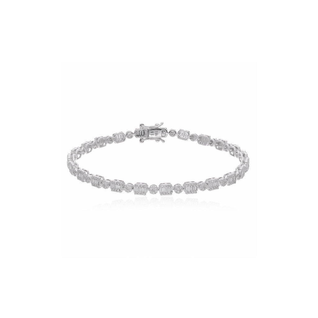 2.09 Carat Multi Shape Diamond Tennis Gold Wedding Bracelet
