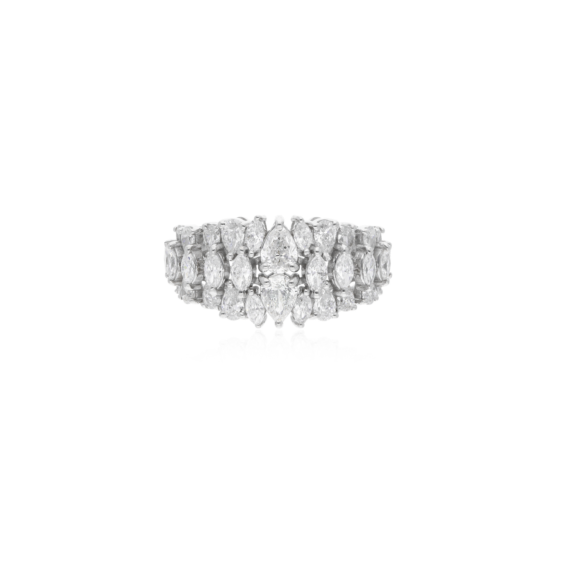 Marquise Pear Cut 2.00 Carat Natural Diamond Cluster Engagement Ring