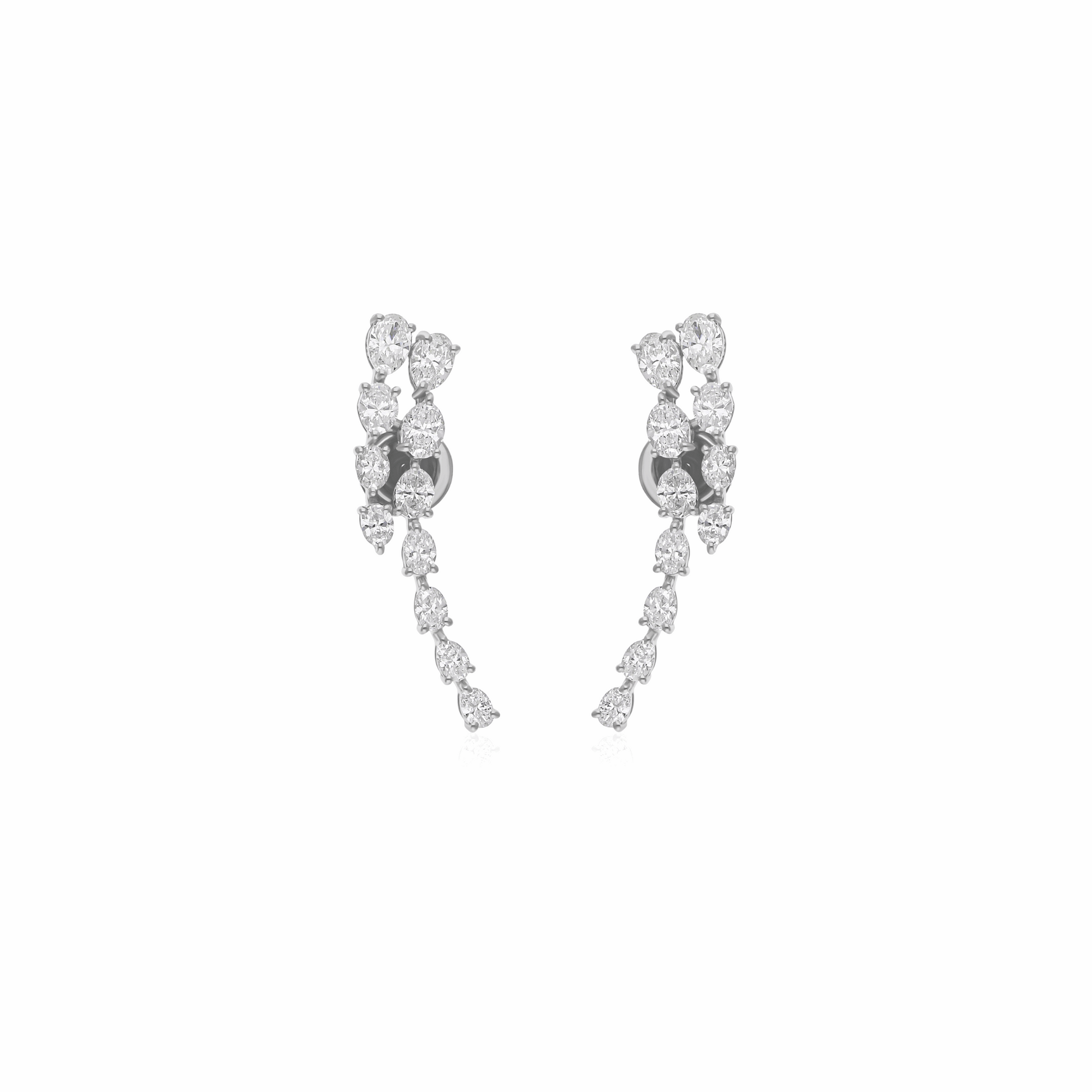 2.65 Ct Natural SI/H Oval Diamond Climber Earrings Jewelry 18k Solid Gold