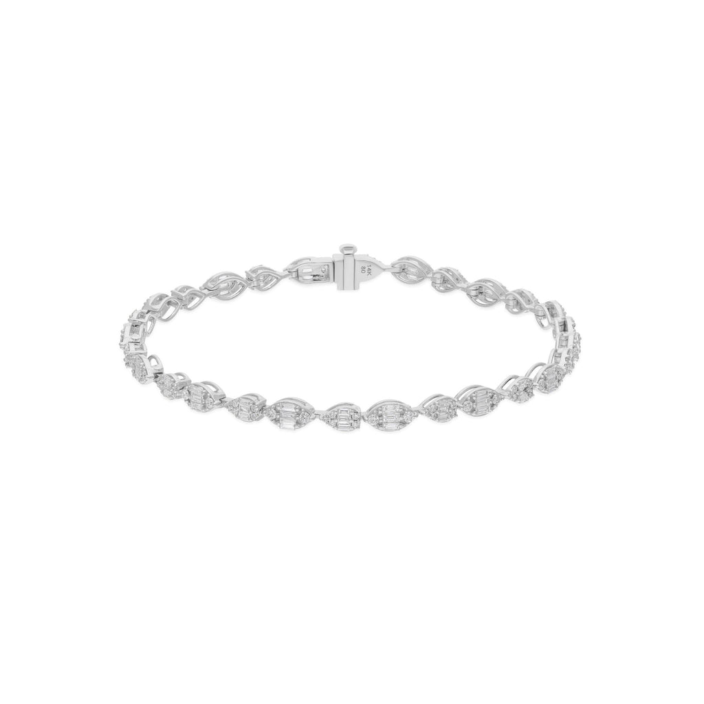 Genuine Gold 1.98Ct Natural Diamond Tennis Chain Bracelet For Women