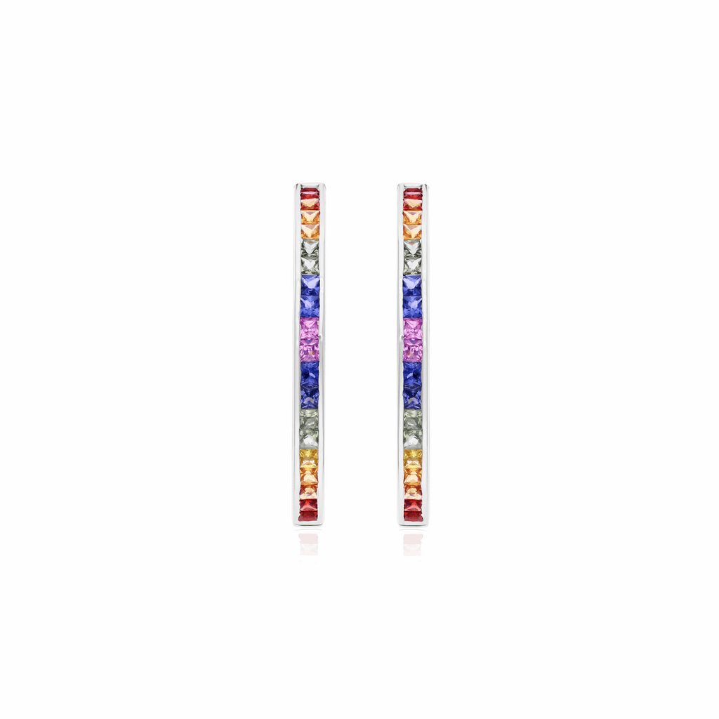 4.43 Tcw Natural Multi Sapphire Hoop Earrings 18k Gold Engagement Gift
