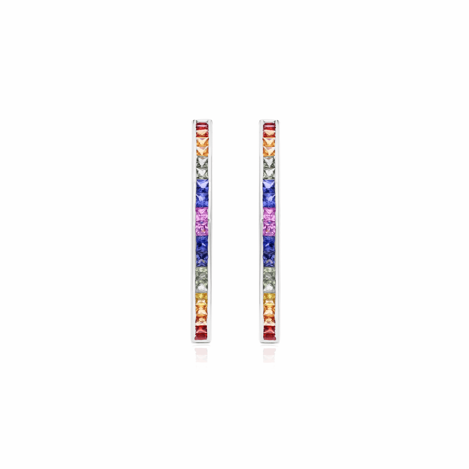 4.43 Tcw Natural Multi Sapphire Hoop Earrings 18k Gold Engagement Gift