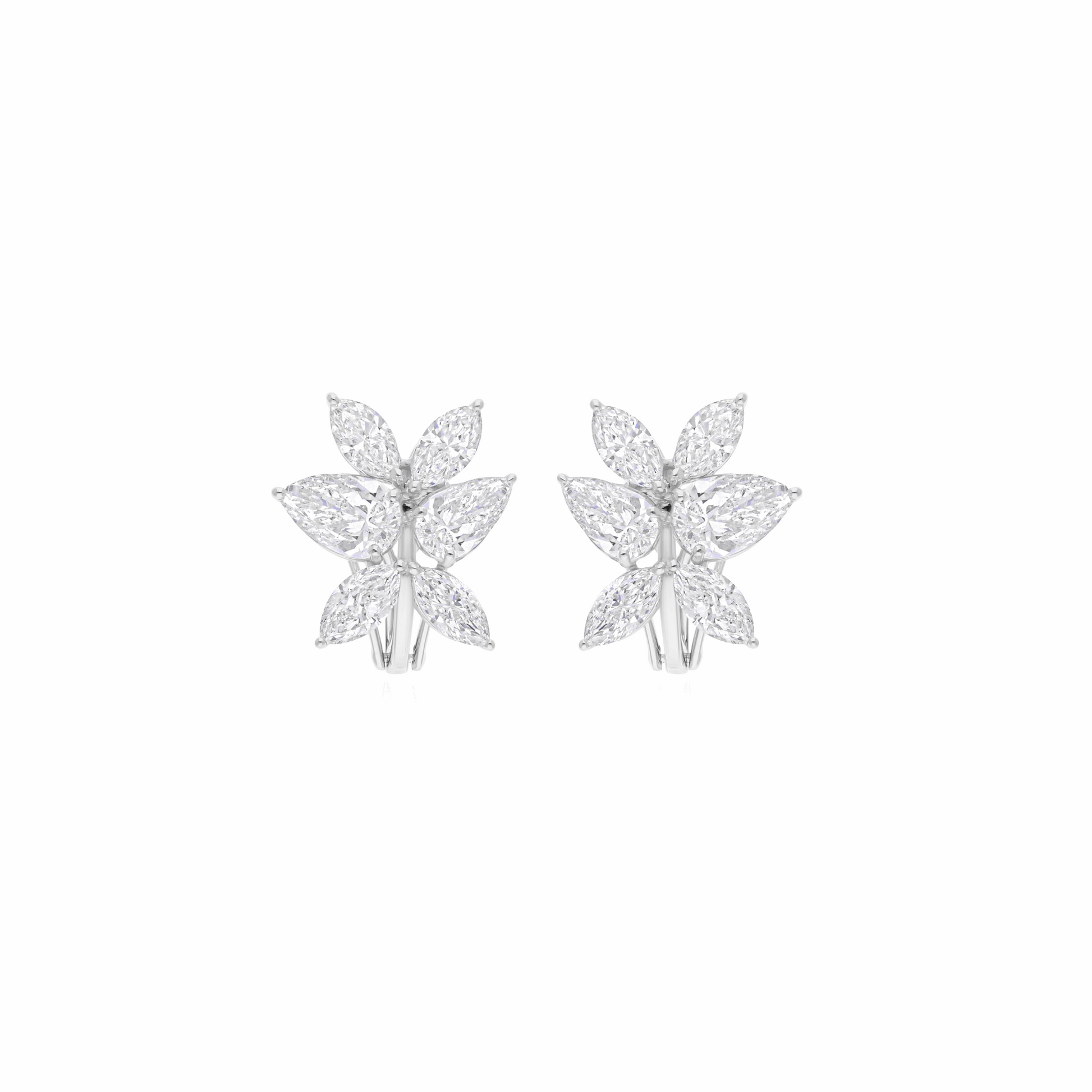Pear & Marquise Cut 5.63 Ct Natural Diamond Stud Statement Earrings in 18k Gold