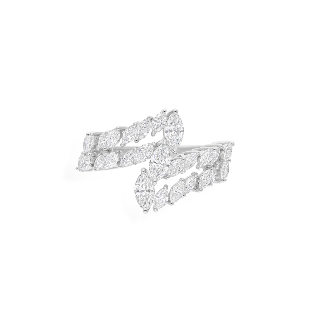 Fine Gold 1.58Ct Natural H Color SI Clarity Marquise Cut Diamond Statement Cuff Ring