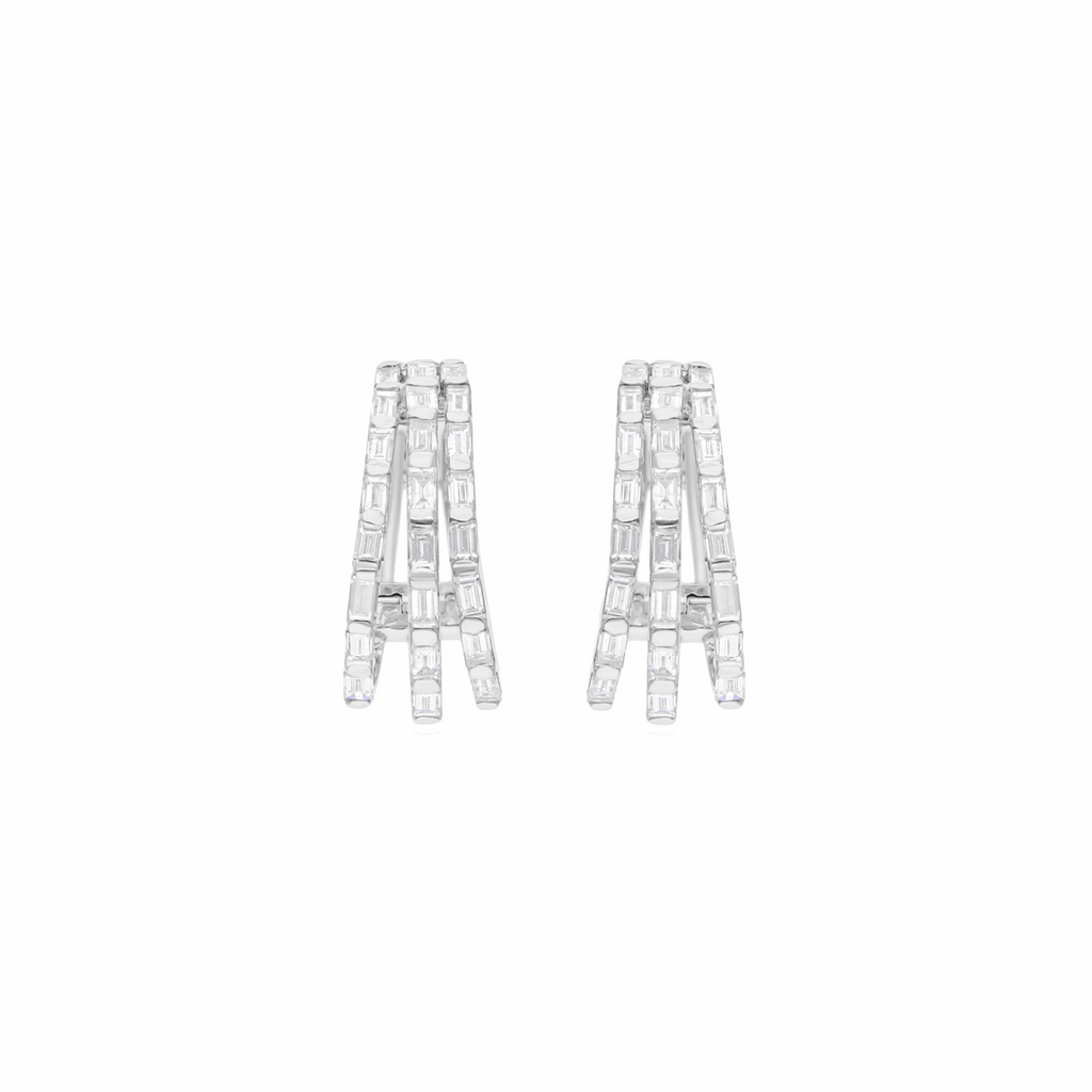 0.82 Ct Natural SI/H Baguette Diamond Huggie Earrings Gift 18k Fine Gold