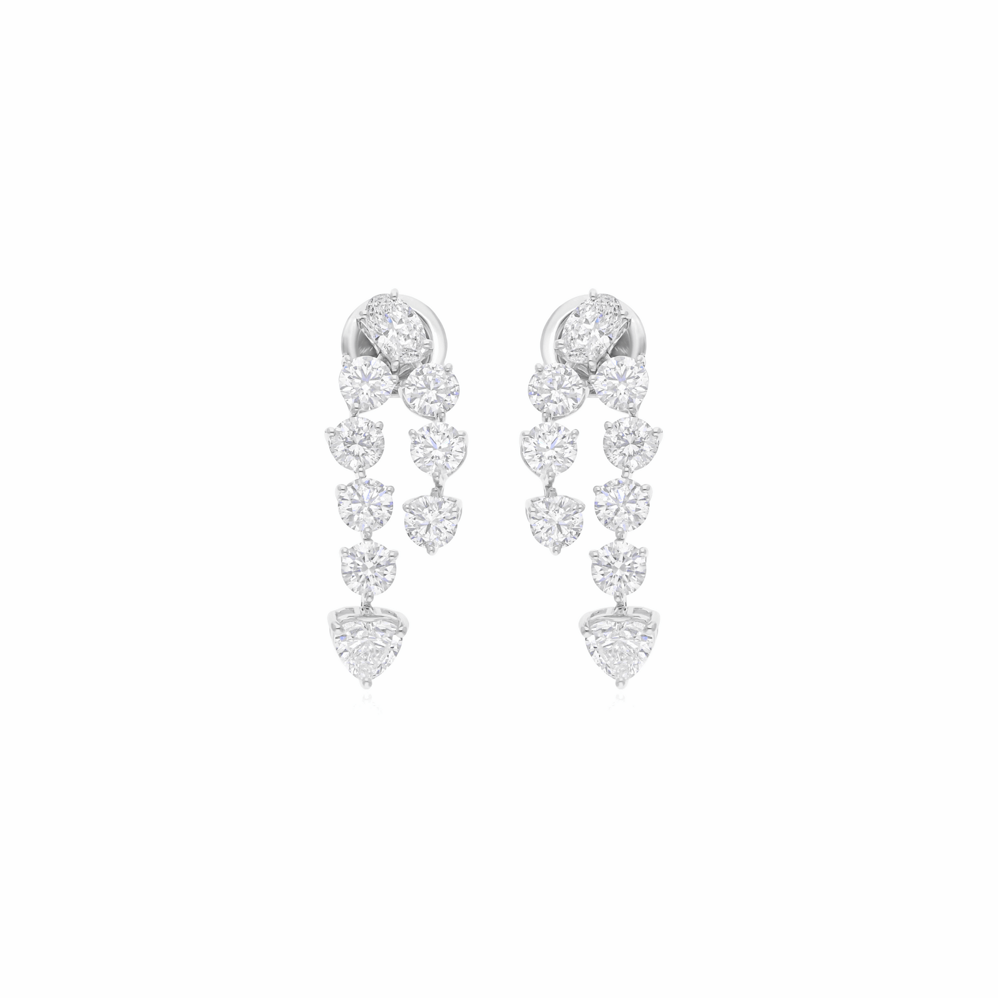 3.61 Ct Real SI/H Oval Heart Round Diamond Dangle Drop Earrings 18k Gold