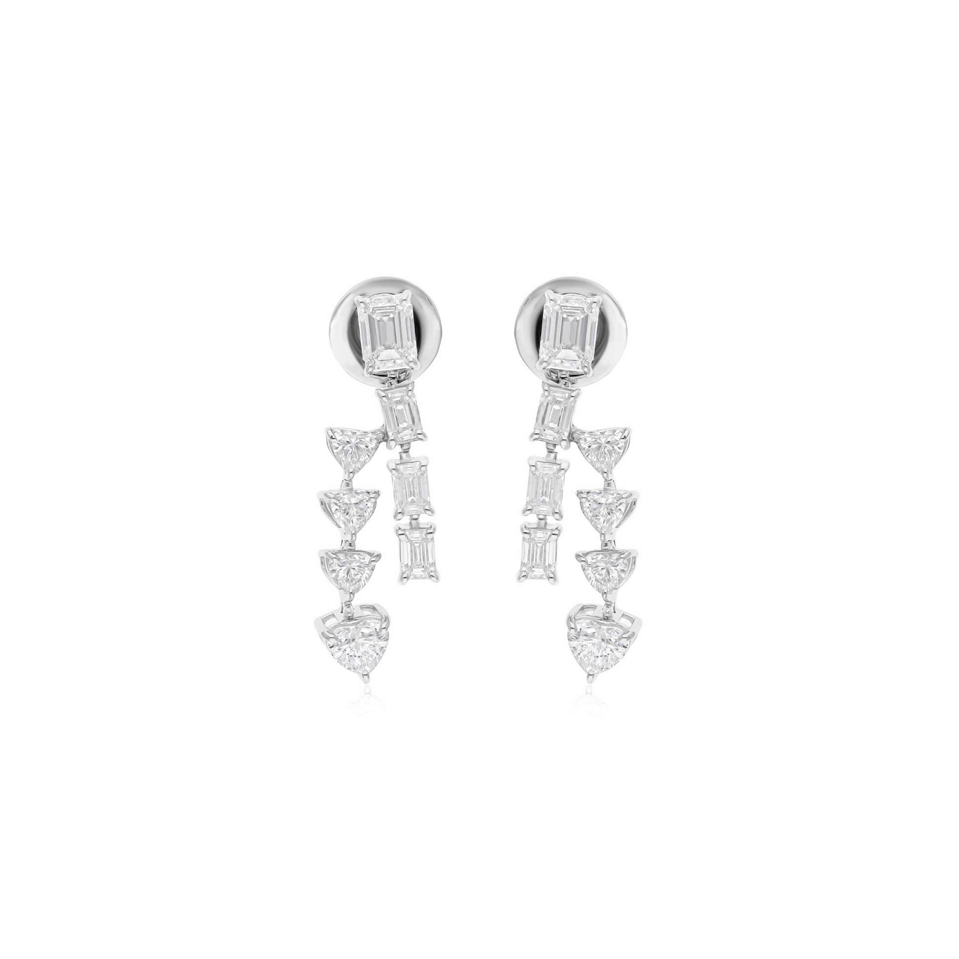 2.49 Ct Natural H/SI Heart Octagon Cut Diamond Drop Dangle Earrings in 18k Gold