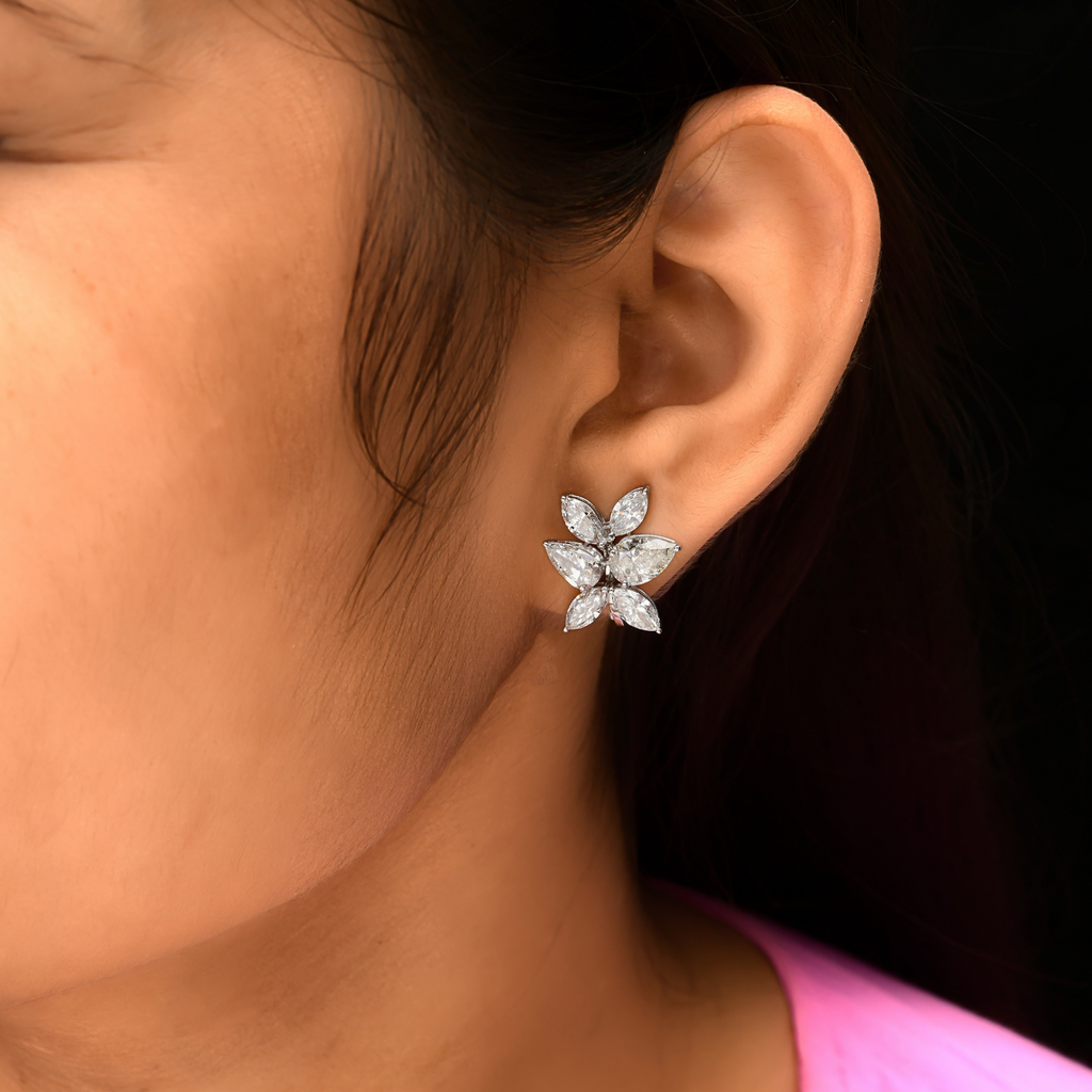 Statement Pear & Marquise Cut 5.63 Carat Natural Diamond Stud Earrings