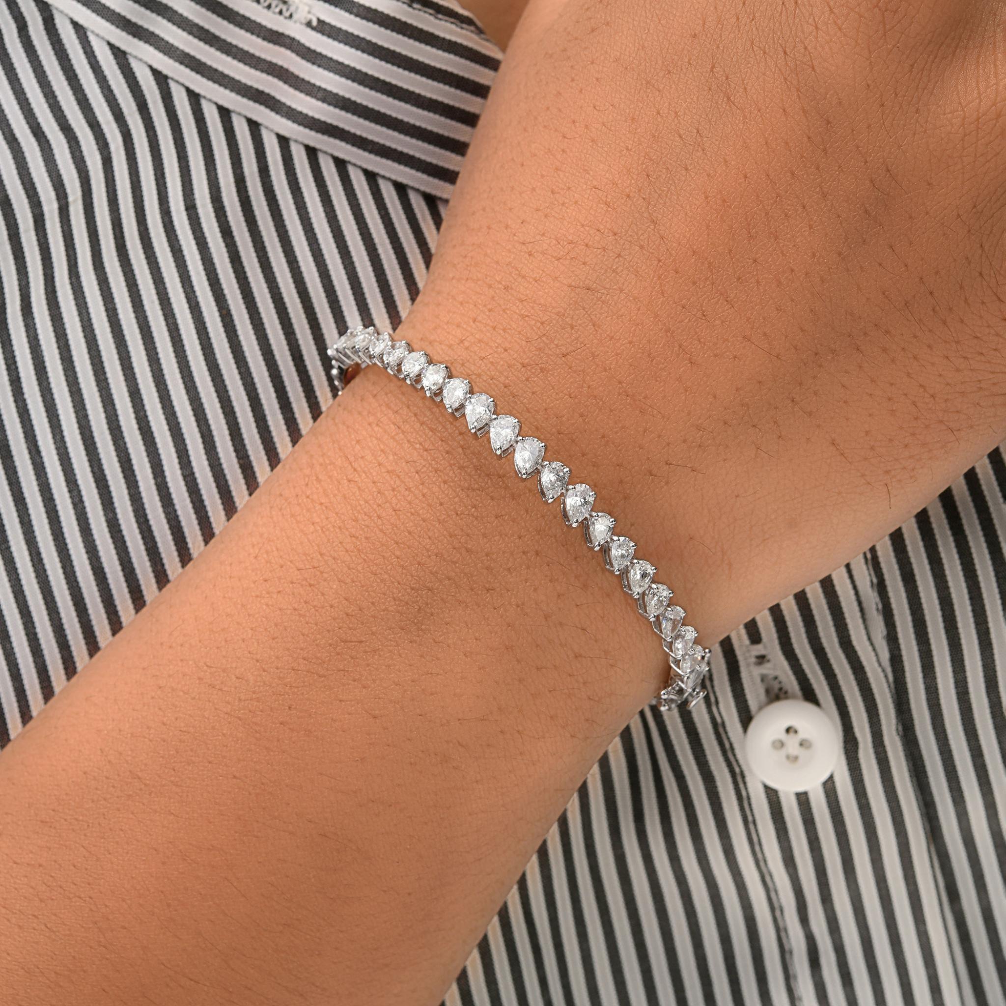 3.15ct Pear Diamond Bangle 14K Gold Certified Natural