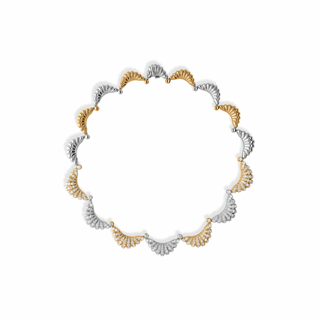 18K Gold Two Tone 7.10 Ct. Natural Diamond Choker Necklace