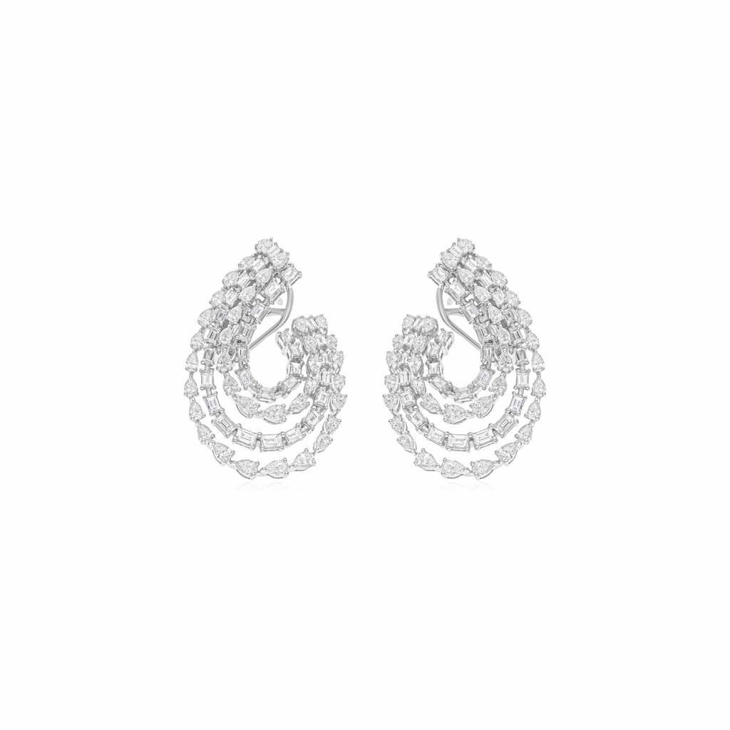 3.35 Ct Natural SI/H Pear Baguette Diamond Earrings Solid Gold Wedding Jewelry