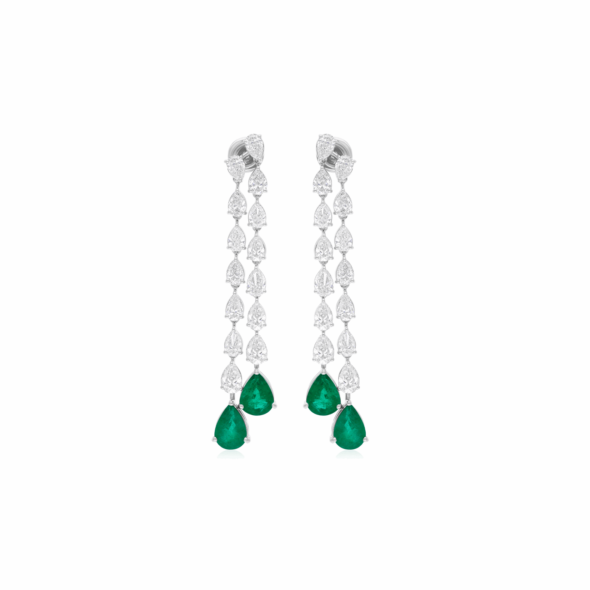 12.37 Tcw Zambian Emerald Natural H/SI Diamond 18k Gold Dangle Earrings