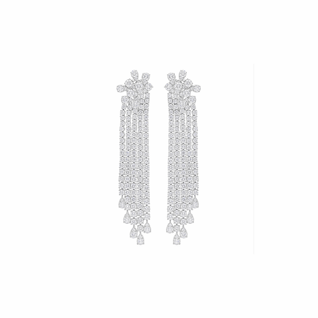 Chandelier Wedding Earrings Natural Diamond 18K Solid Gold 10.64 Ct.