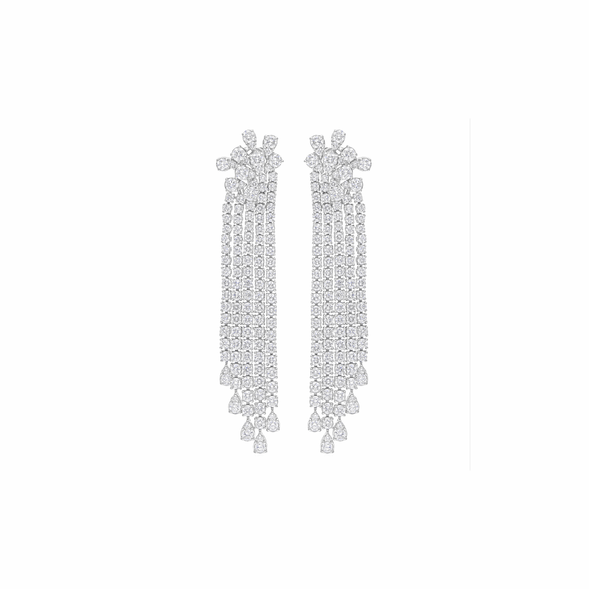 Chandelier Wedding Earrings Natural Diamond 18K Solid Gold 10.64 Ct.