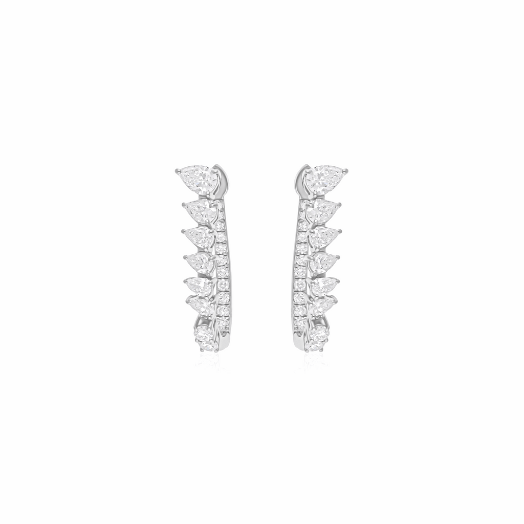 1.90 Ct H Color SI Clarity Pear Round Diamond Hoop Earrings 18k Gold