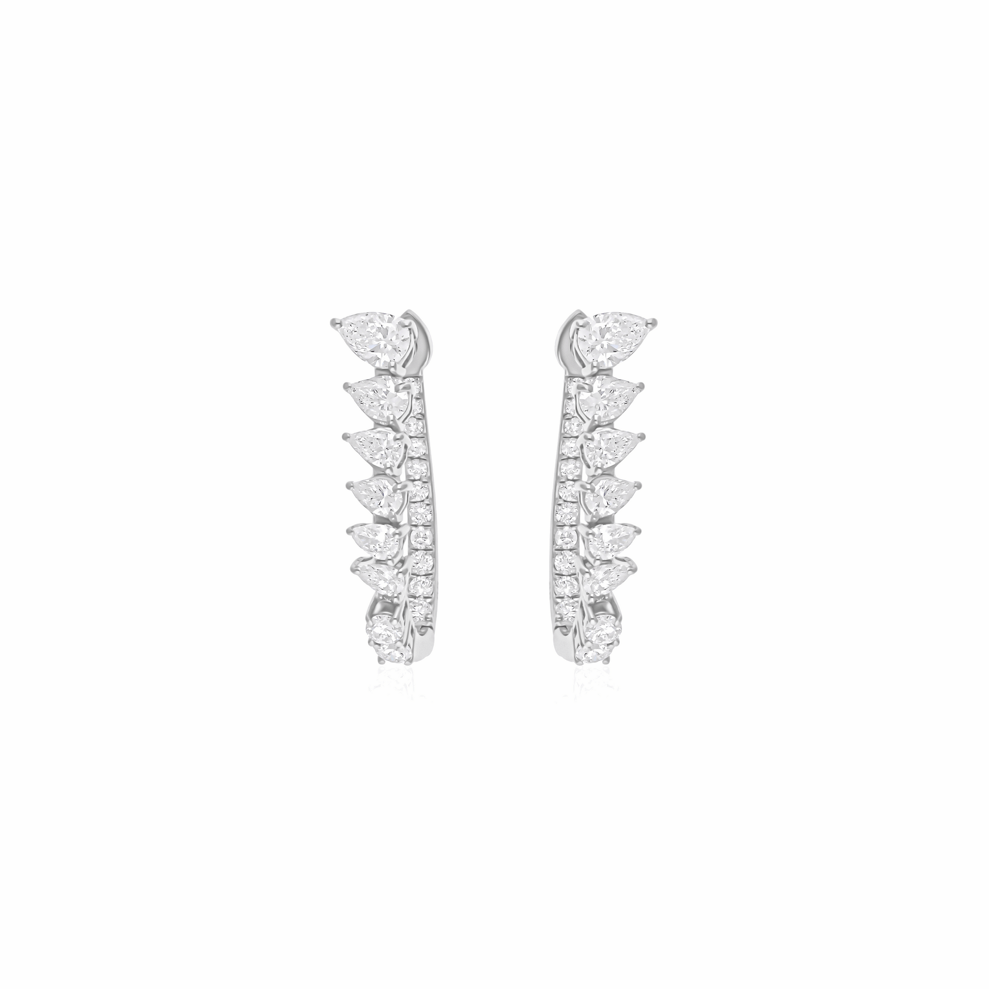 1.90 Ct H Color SI Clarity Pear Round Diamond Hoop Earrings 18k Gold