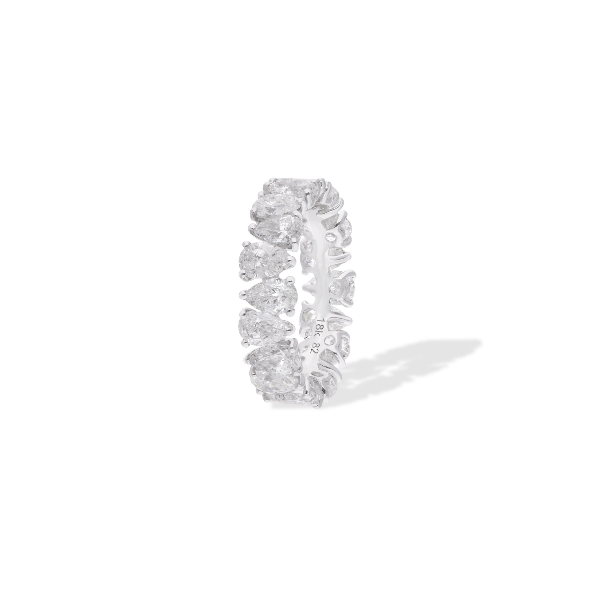 6.22 Carat Pear Cut Diamond Stackable Eternity Engagement Band Gold Ring