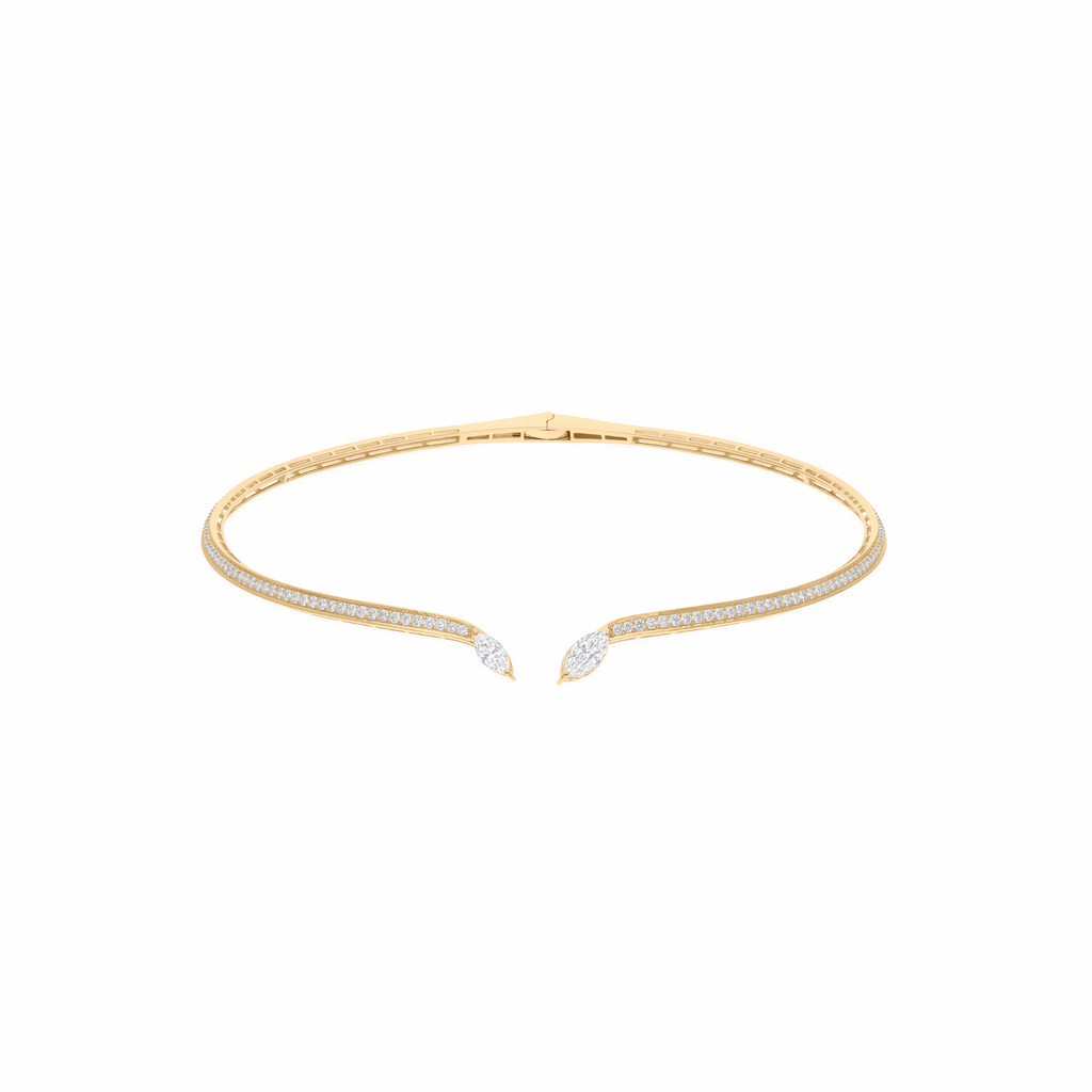 18k Gold 3.95 Ct. H Color SI Clarity Round Marquise Diamond Choker Necklace