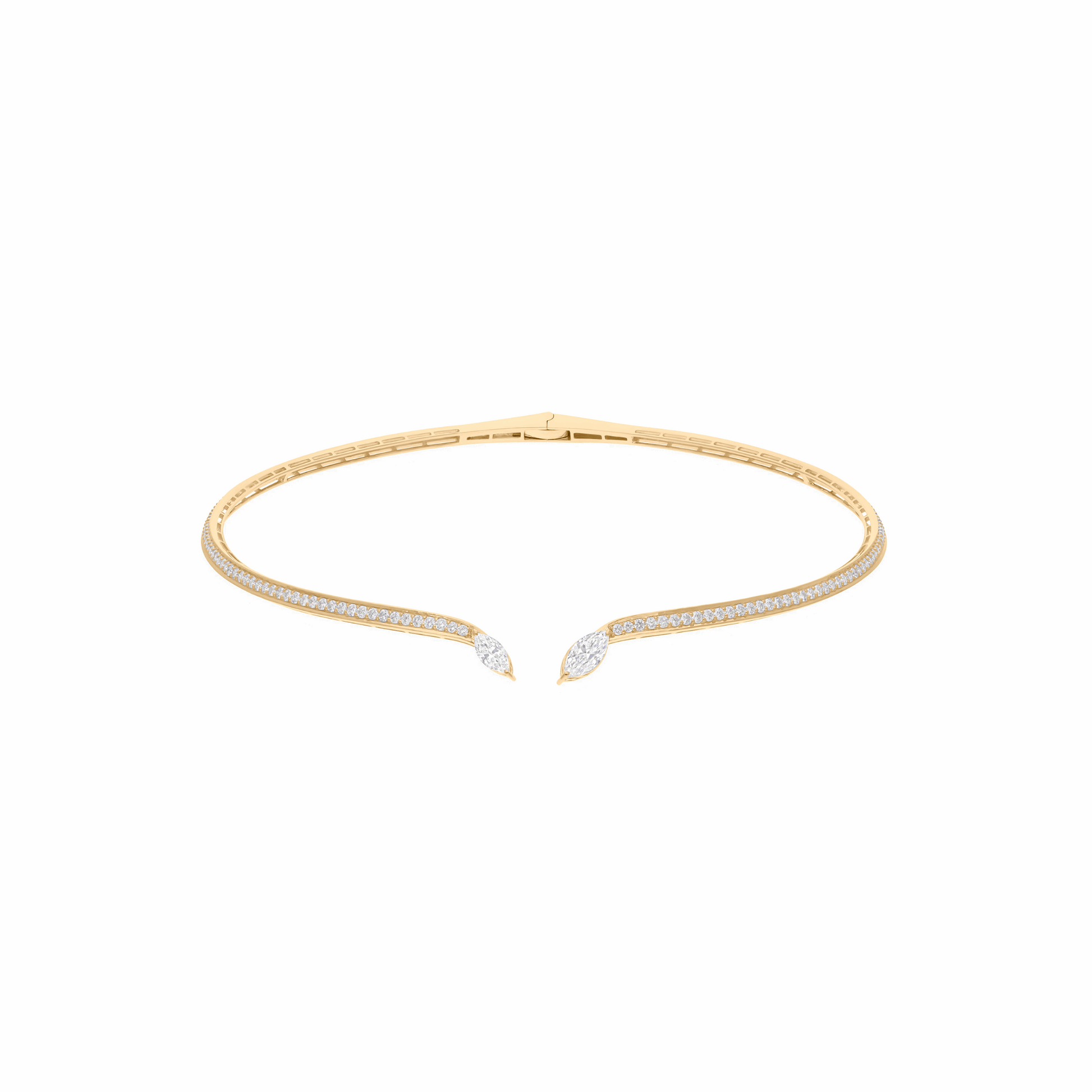 18k Gold 3.95 Ct. H Color SI Clarity Round Marquise Diamond Choker Necklace