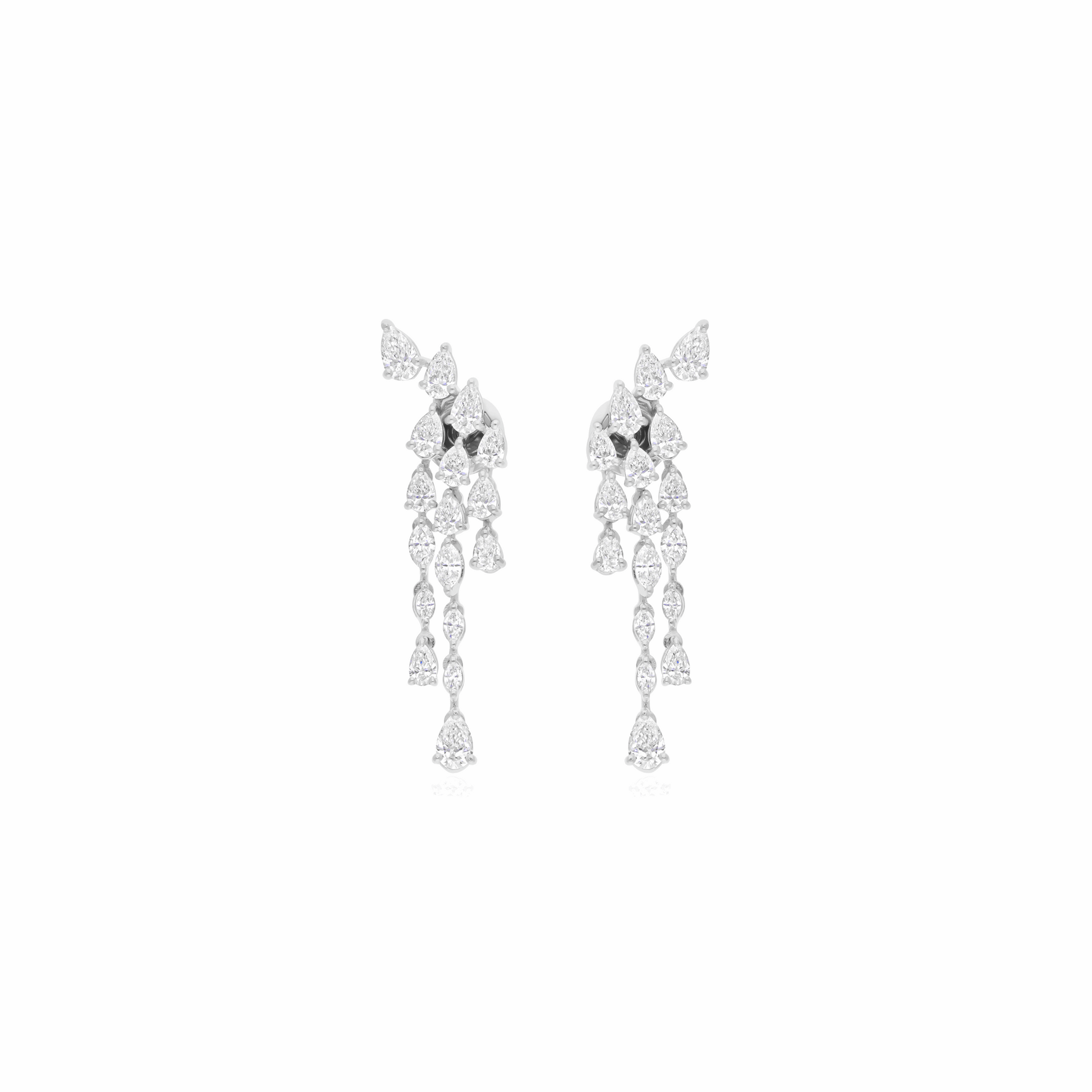 3.37 Ct Natural SI/H Pear Marquise Diamond Dangle Drop Earrings 18k Gold